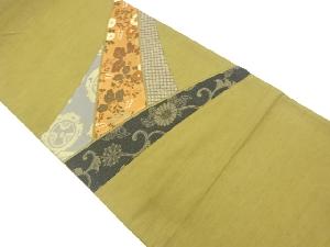 切り嵌め　菊・桐に花唐草模様織出し袋帯